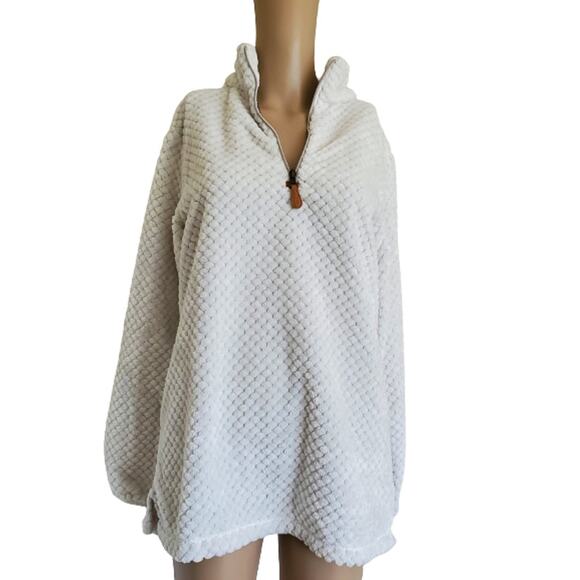 Shop The Mint Women's Light Gray Faux Fur Long Sleeve Mock Neck Sweater Size M - Picture 1 of 6
